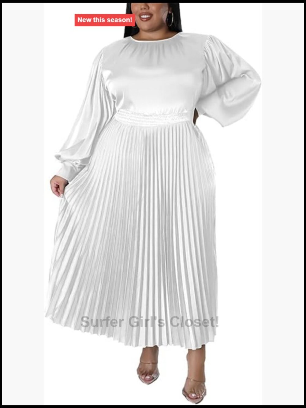 Plus Size Maxi Dress Long Sleeve Swing Pleated Flowy Fall Dress